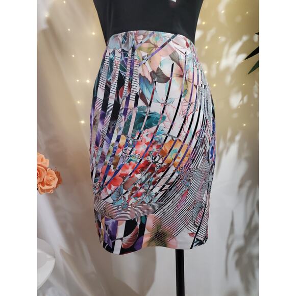 Vtg Rare Y2K Betsey Johnson Scuba Stretch Floral Sheath Dress Size 2 Cocktail - Picture 6 of 11